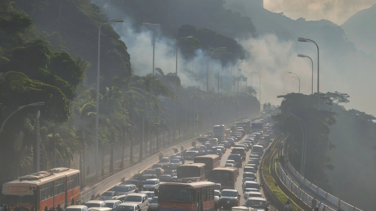 Incêndio em Caminhão Paralisa Trânsito na Linha Amarela no Rio de Janeiro